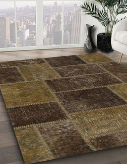 Machine Washable Abstract Bakers Brown Rug in a Family Room, wshabs1193