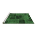 Sideview of Machine Washable Patchwork Emerald Green Transitional Area Rugs, wshabs1193emgrn