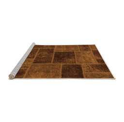 Sideview of Machine Washable Patchwork Orange Transitional Area Rugs, wshabs1193org