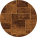 Round Patchwork Orange Transitional Rug, abs1193org