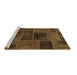 Sideview of Machine Washable Patchwork Brown Transitional Rug, wshabs1193brn