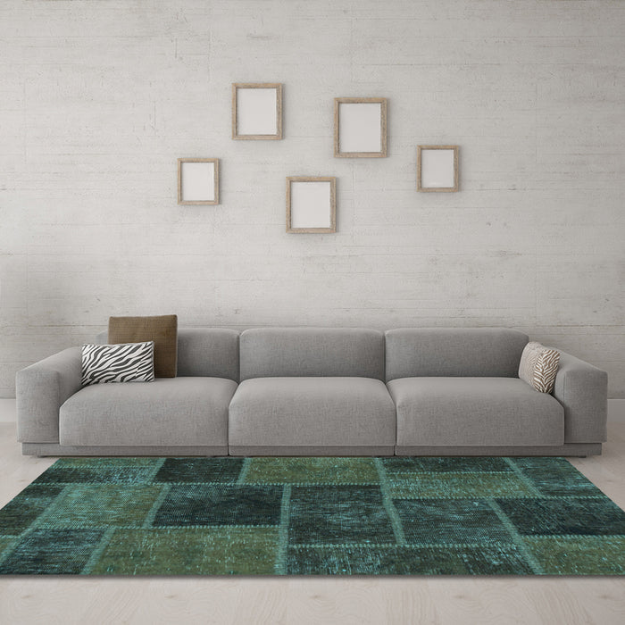 Machine Washable Patchwork Light Blue Transitional Rug in a Living Room, wshabs1193lblu