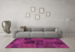 Machine Washable Patchwork Pink Transitional Rug in a Living Room, wshabs1193pnk