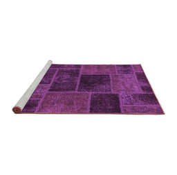 Sideview of Machine Washable Patchwork Purple Transitional Area Rugs, wshabs1193pur
