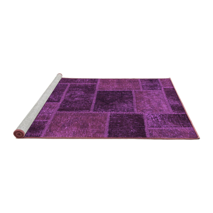 Sideview of Machine Washable Patchwork Purple Transitional Area Rugs, wshabs1193pur