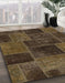 Abstract Bakers Brown Patchwork Rug in Family Room, abs1193