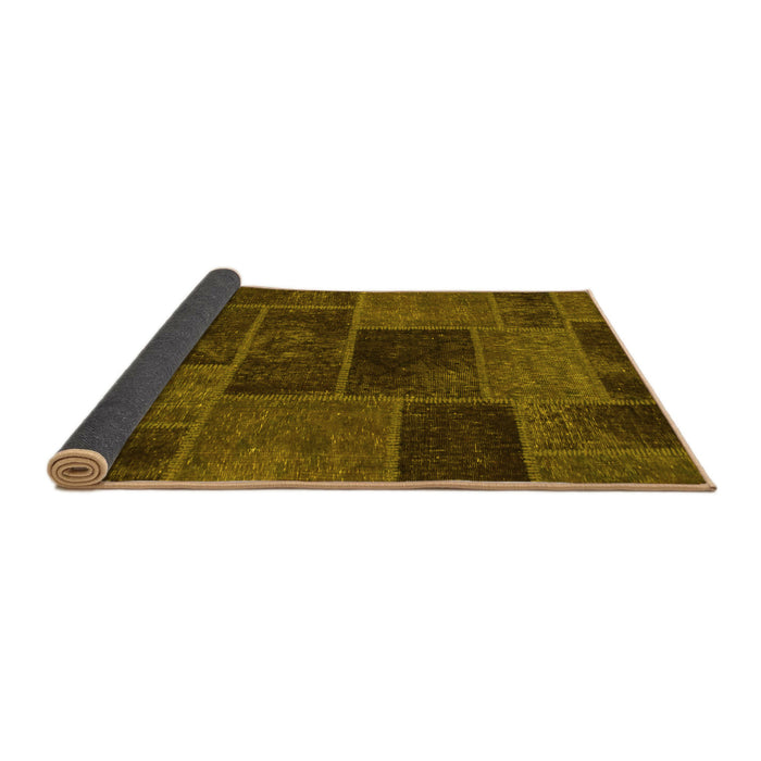 Sideview of Patchwork Yellow Transitional Rug, abs1193yw