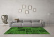 Machine Washable Patchwork Green Transitional Area Rugs in a Living Room,, wshabs1193grn