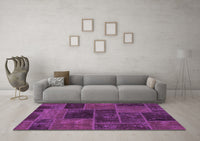 Machine Washable Patchwork Purple Transitional Rug, wshabs1193pur