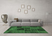 Machine Washable Patchwork Emerald Green Transitional Area Rugs in a Living Room,, wshabs1193emgrn
