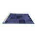 Sideview of Machine Washable Patchwork Blue Transitional Rug, wshabs1193blu