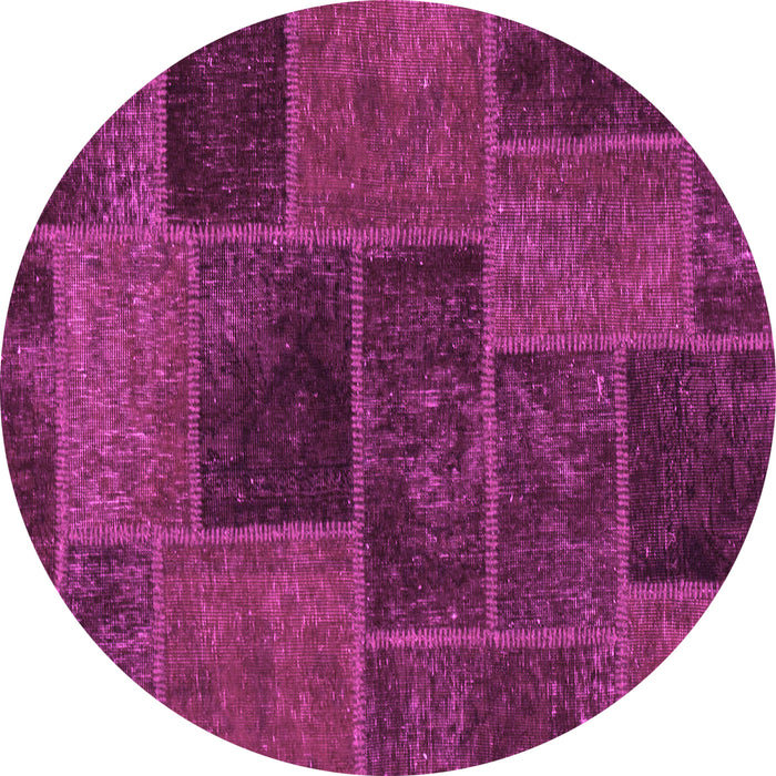 Round Machine Washable Patchwork Pink Transitional Rug, wshabs1193pnk