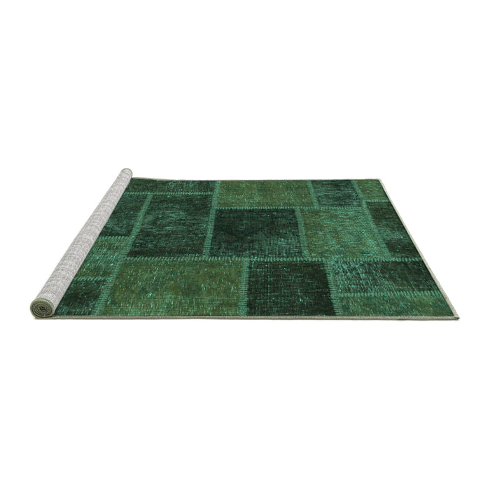 Sideview of Machine Washable Patchwork Turquoise Transitional Area Rugs, wshabs1193turq
