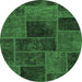 Round Patchwork Emerald Green Transitional Rug, abs1193emgrn