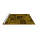 Sideview of Machine Washable Patchwork Yellow Transitional Rug, wshabs1193yw