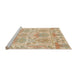 Sideview of Machine Washable Abstract Brown Rug, wshabs1194