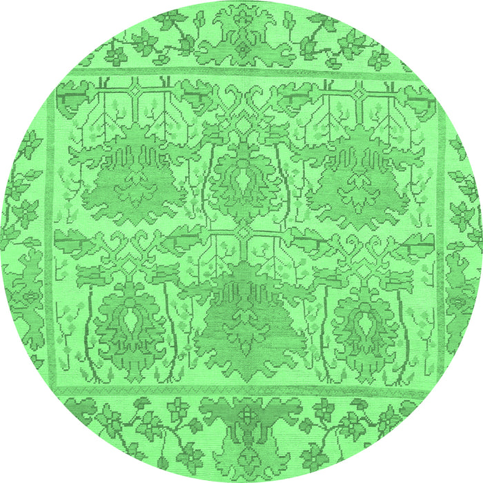 Round Abstract Emerald Green Modern Rug, abs1194emgrn