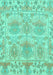 Machine Washable Abstract Turquoise Modern Area Rugs, wshabs1194turq