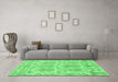 Machine Washable Abstract Emerald Green Modern Area Rugs in a Living Room,, wshabs1194emgrn