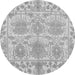 Round Machine Washable Abstract Gray Modern Rug, wshabs1194gry