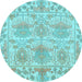 Round Abstract Light Blue Modern Rug, abs1194lblu