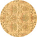 Round Abstract Brown Modern Rug, abs1194brn