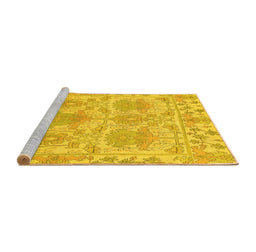 Sideview of Machine Washable Abstract Yellow Modern Rug, wshabs1194yw