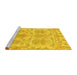 Sideview of Machine Washable Abstract Yellow Modern Rug, wshabs1194yw