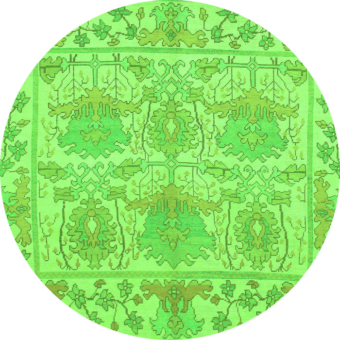Round Abstract Green Modern Rug, abs1194grn