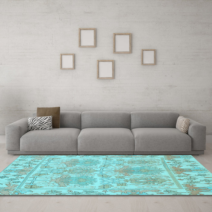 Machine Washable Abstract Light Blue Modern Rug in a Living Room, wshabs1194lblu