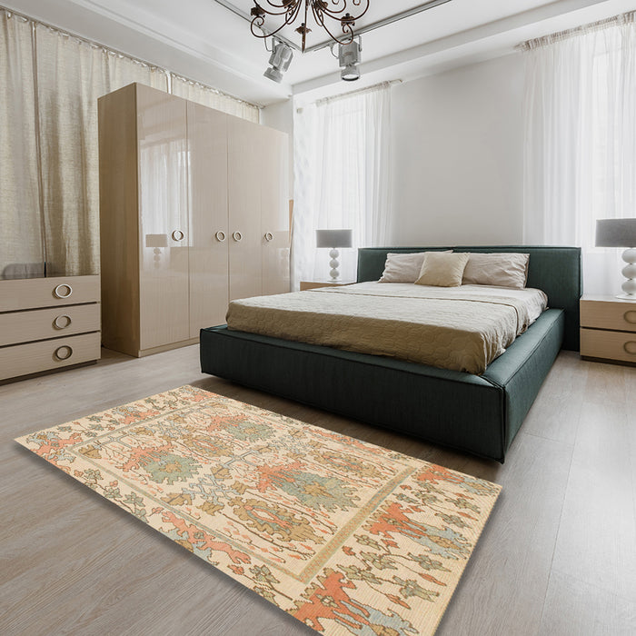 Abstract Brown Modern Rug in a Bedroom, abs1194