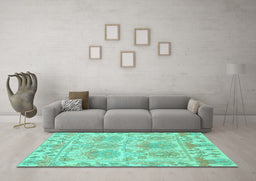 Machine Washable Abstract Turquoise Modern Area Rugs in a Living Room,, wshabs1194turq