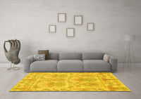 Machine Washable Abstract Yellow Modern Rug, wshabs1194yw