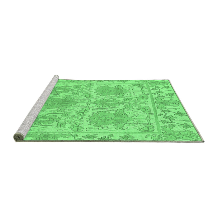 Sideview of Machine Washable Abstract Emerald Green Modern Area Rugs, wshabs1194emgrn