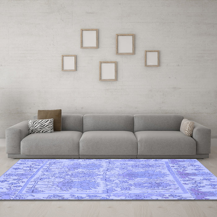 Machine Washable Abstract Blue Modern Rug in a Living Room, wshabs1194blu