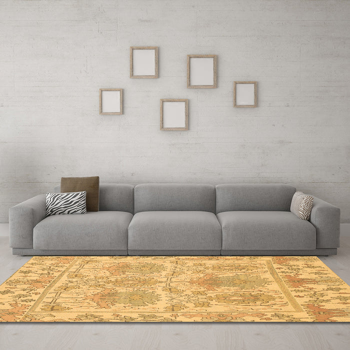 Machine Washable Abstract Brown Modern Rug in a Living Room,, wshabs1194brn