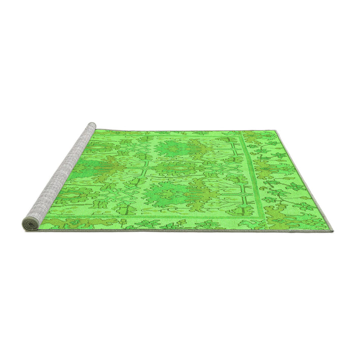 Sideview of Machine Washable Abstract Green Modern Area Rugs, wshabs1194grn