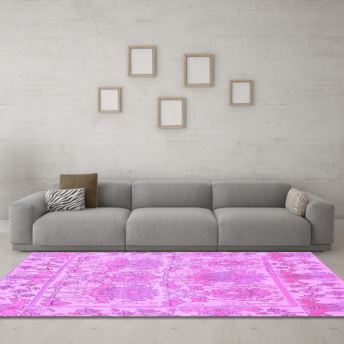 Machine Washable Abstract Purple Modern Area Rugs in a Living Room, wshabs1194pur