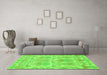 Machine Washable Abstract Green Modern Area Rugs in a Living Room,, wshabs1194grn