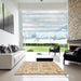 Square Abstract Brown Modern Rug in a Living Room, abs1194