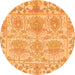 Round Abstract Orange Modern Rug, abs1194org