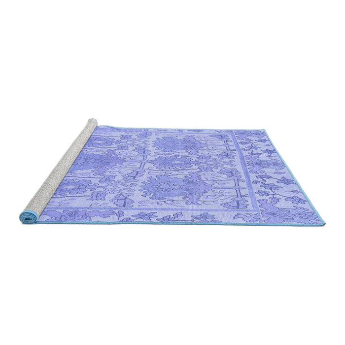 Sideview of Machine Washable Abstract Blue Modern Rug, wshabs1194blu