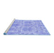 Sideview of Machine Washable Abstract Blue Modern Rug, wshabs1194blu