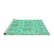 Sideview of Machine Washable Abstract Turquoise Modern Area Rugs, wshabs1194turq
