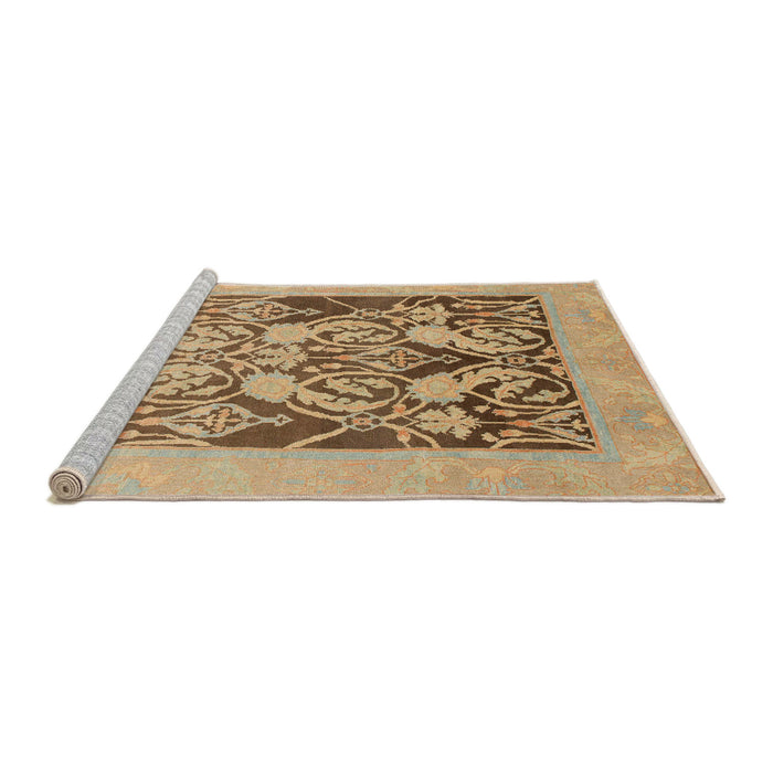 Sideview of Machine Washable Abstract Light Brown Rug, wshabs1195