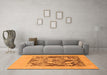 Machine Washable Abstract Orange Modern Area Rugs in a Living Room, wshabs1195org