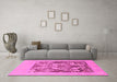 Machine Washable Abstract Pink Modern Rug in a Living Room, wshabs1195pnk