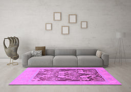 Machine Washable Abstract Purple Modern Area Rugs in a Living Room, wshabs1195pur