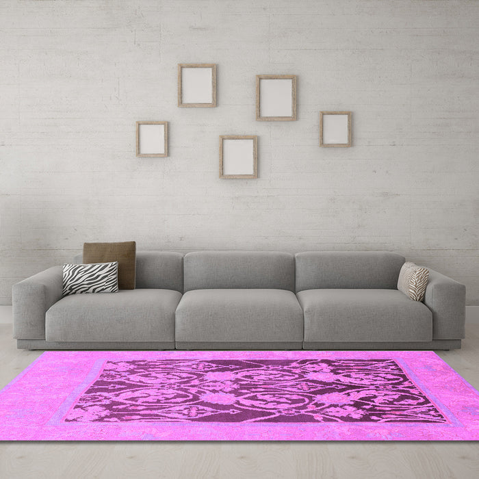 Machine Washable Abstract Purple Modern Area Rugs in a Living Room, wshabs1195pur