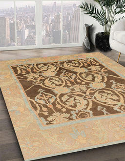 Abstract Light Brown Modern Rug in Family Room, abs1195